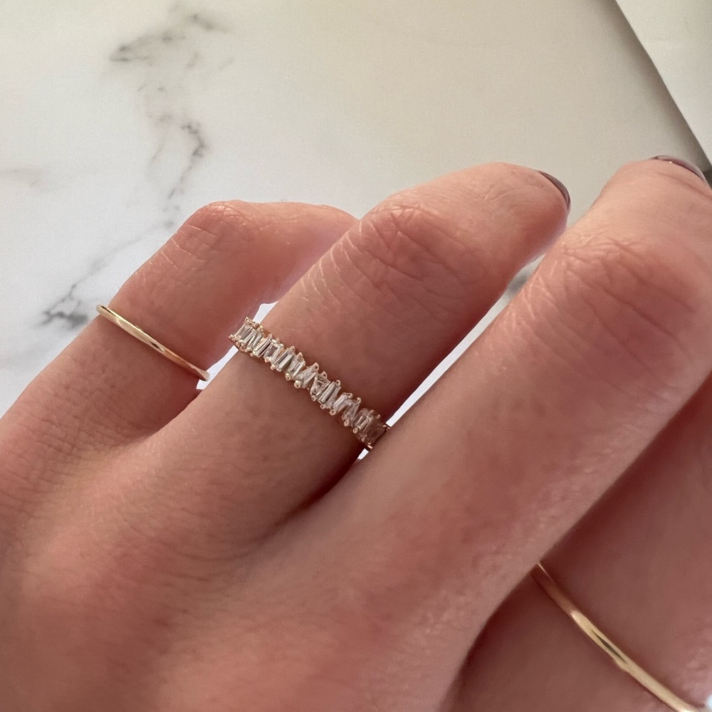 14kt Gold Jagged Baguette Diamond Ring by Luna Skye